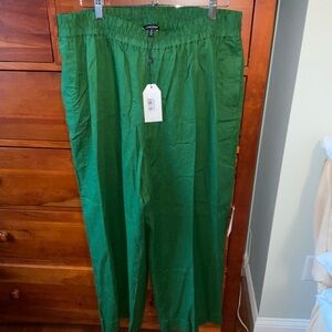 Universal Standard Iris Linen Pants, Clover Green S 14-16 NWT